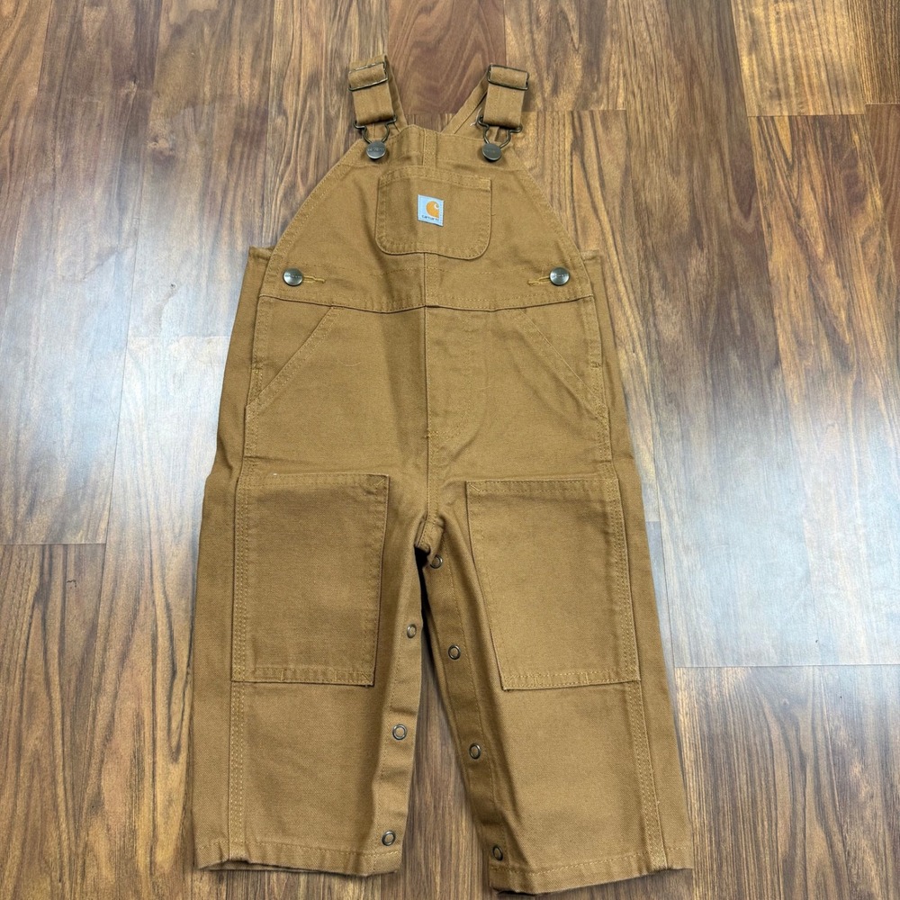 Carhartt Baby Boy Brown Duck Canvas Double Knee Bib Overalls 12M